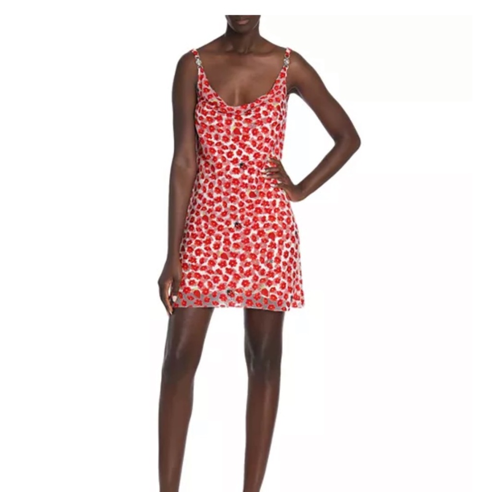 Versace NWOT Strawberry Garden devoré mini dress